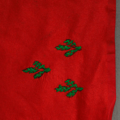 Red - Bengal Nakshi Kantha Embroidery Silk Saree
