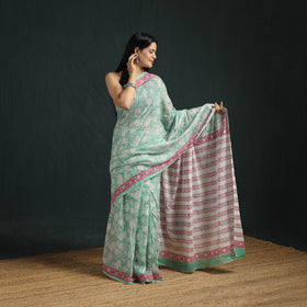 Sanganeri Hand Block Print Pure Mul Cotton Ready To Wear Saree  04
