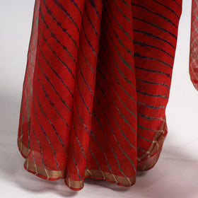 Red Leheriya Tie-Dye Kota Doria Silk Saree Online