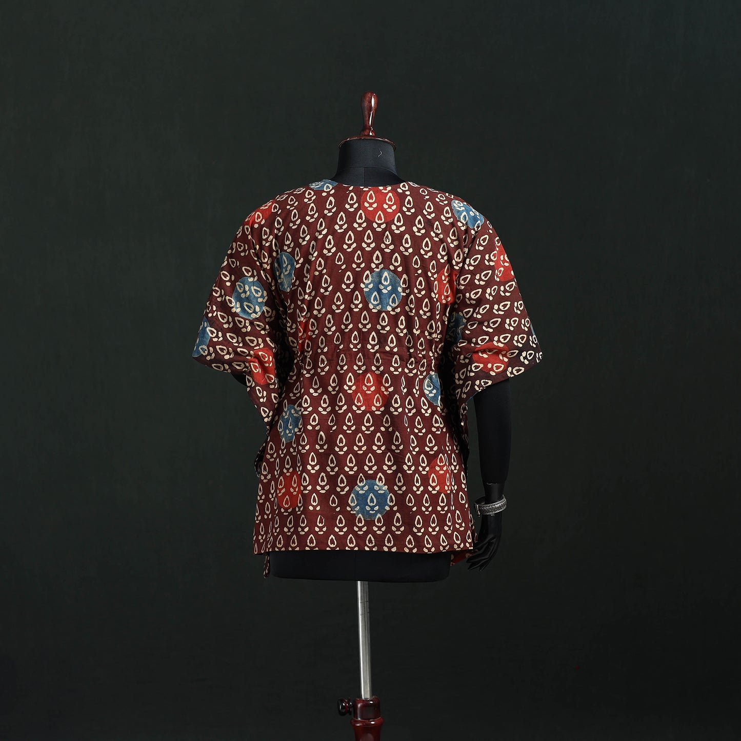 Multicolor - Ajrakh Hand Block Print Natural Dyed Cotton Kaftan (Short) 41