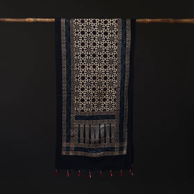 Ajrakh Hand Block Print Natural Dyed Mashru Silk Stole 12