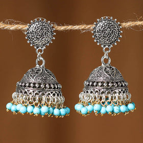 Zoya German Silver Beaded Jhumki Earrings