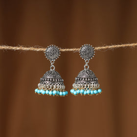 Zoya German Silver Beaded Jhumki Earrings