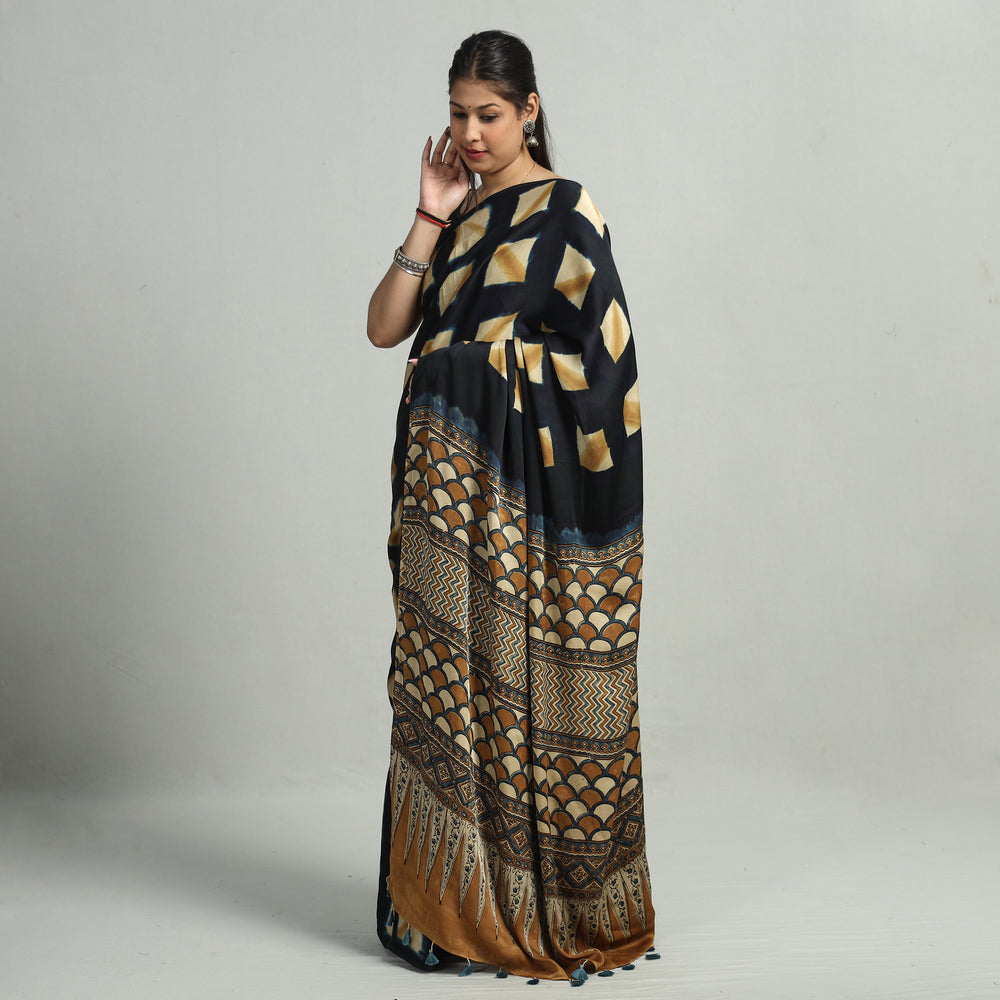 Ajrakh Modal Silk Saree