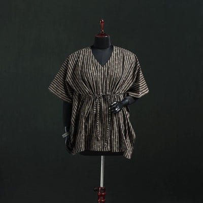 Brown - Akola Hand Block Print Natural Dyed Cotton Kaftan (Short) 42