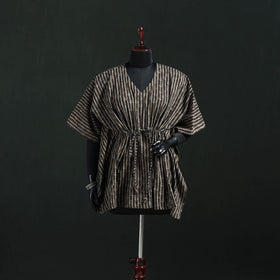 Brown - Akola Hand Block Print Natural Dyed Cotton Kaftan (Short) 42
