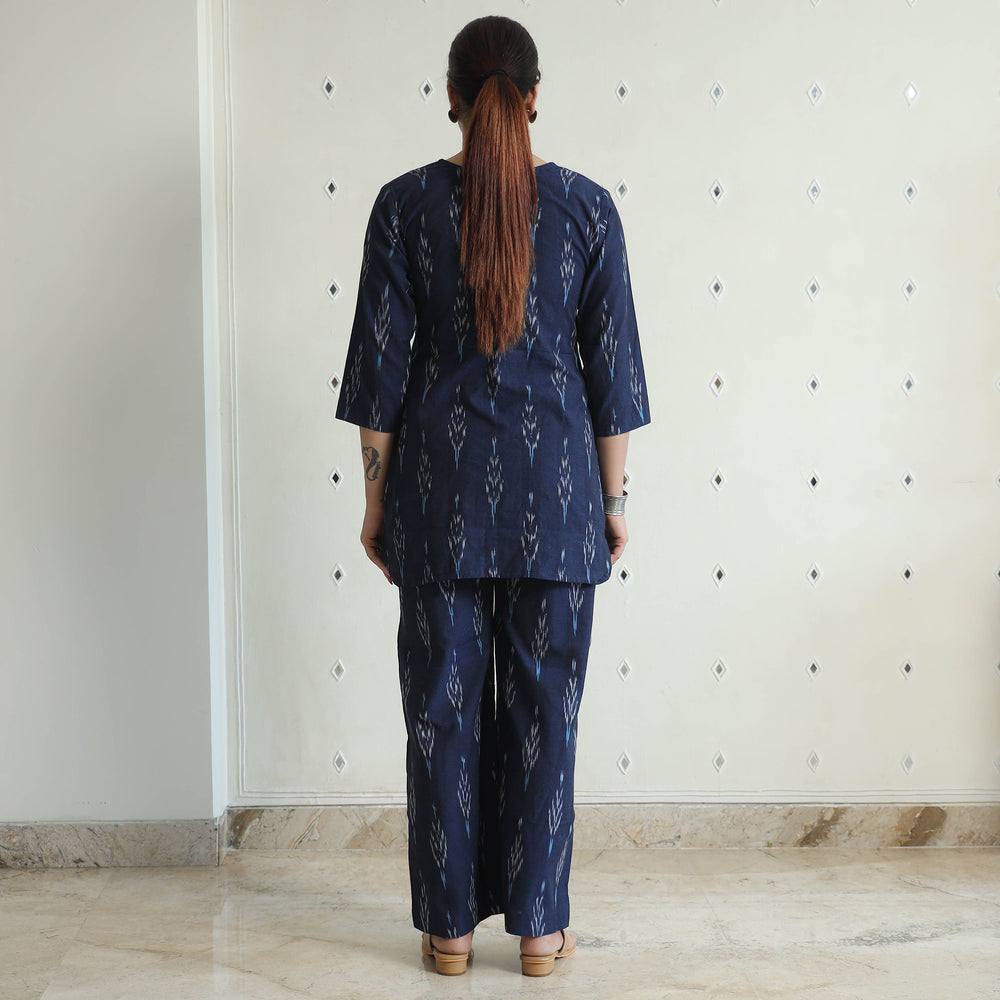 Blue - Pochampally Ikat Cotton Co-Ord Set 02