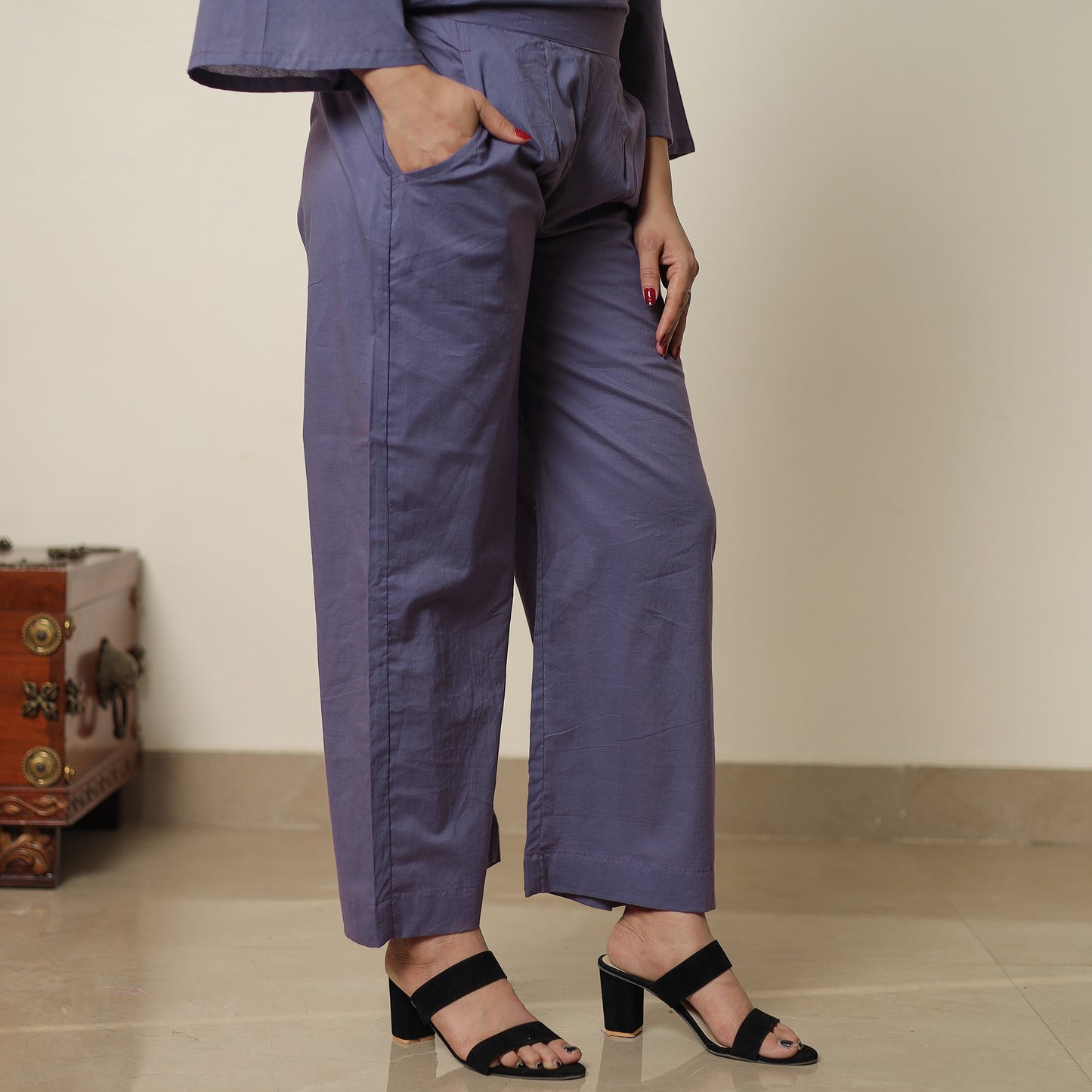 Purple - Plain Dyed Cotton Co-Ord Set 09