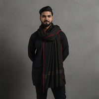 Black - Kumaun Handwoven Pure Merino Wool Shawl for Men 99