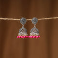 Pink Khushi German Silver Beaded Jhumki Earrings
