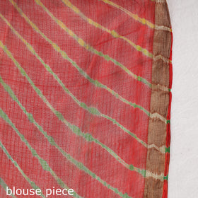  Red Leheriya Tie-Dye Kota Doria Silk Saree Online