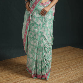 Sanganeri Hand Block Print Pure Mul Cotton Ready To Wear Saree  04