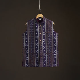 Sambalpuri Ikat Weave Cotton Men Nehru Jacket 07