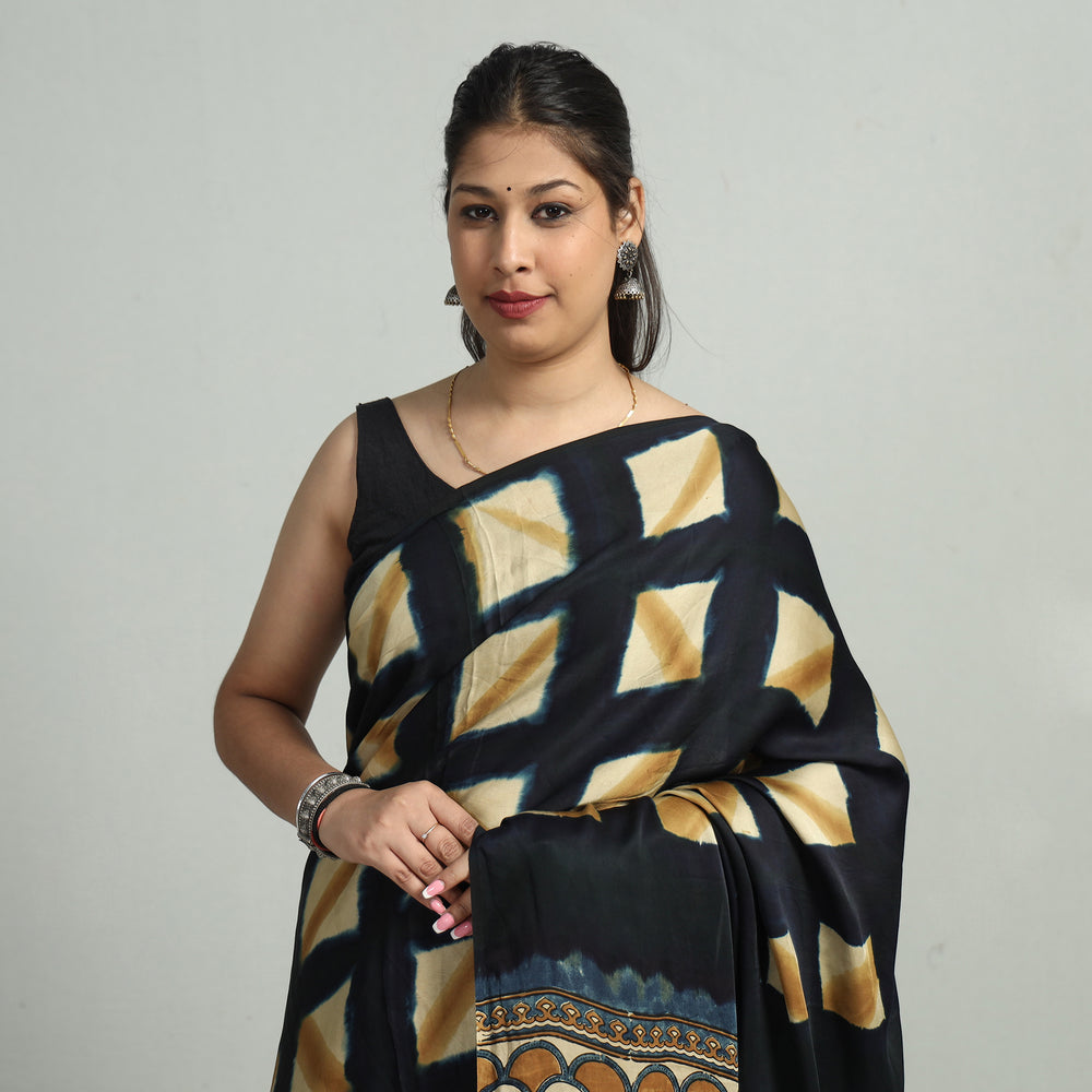 Ajrakh Modal Silk Saree