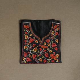 Black - Handpainted Srikalahasti Handloom Chanderi Silk Unstitched Kurta (2.3M) 16