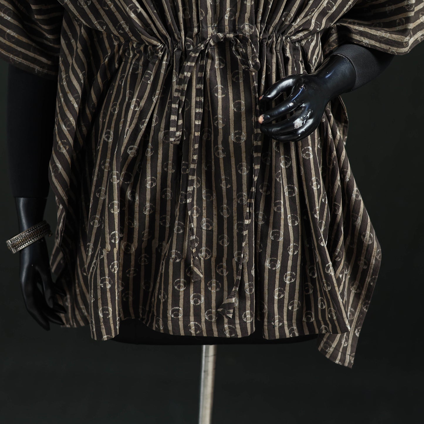 Brown - Akola Hand Block Print Natural Dyed Cotton Kaftan (Short) 42