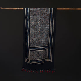 Ajrakh Hand Block Print Natural Dyed Mashru Silk Stole 16