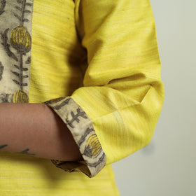 Bright Yellow - Bhagalpuri Handwoven Desi Tussar Silk Long Kurta