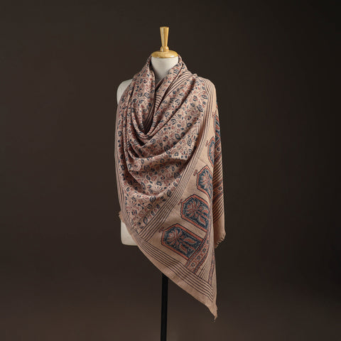 Merino Wool Natural Dyed Handwoven Hand Block Ajrakh Print Shawl 17