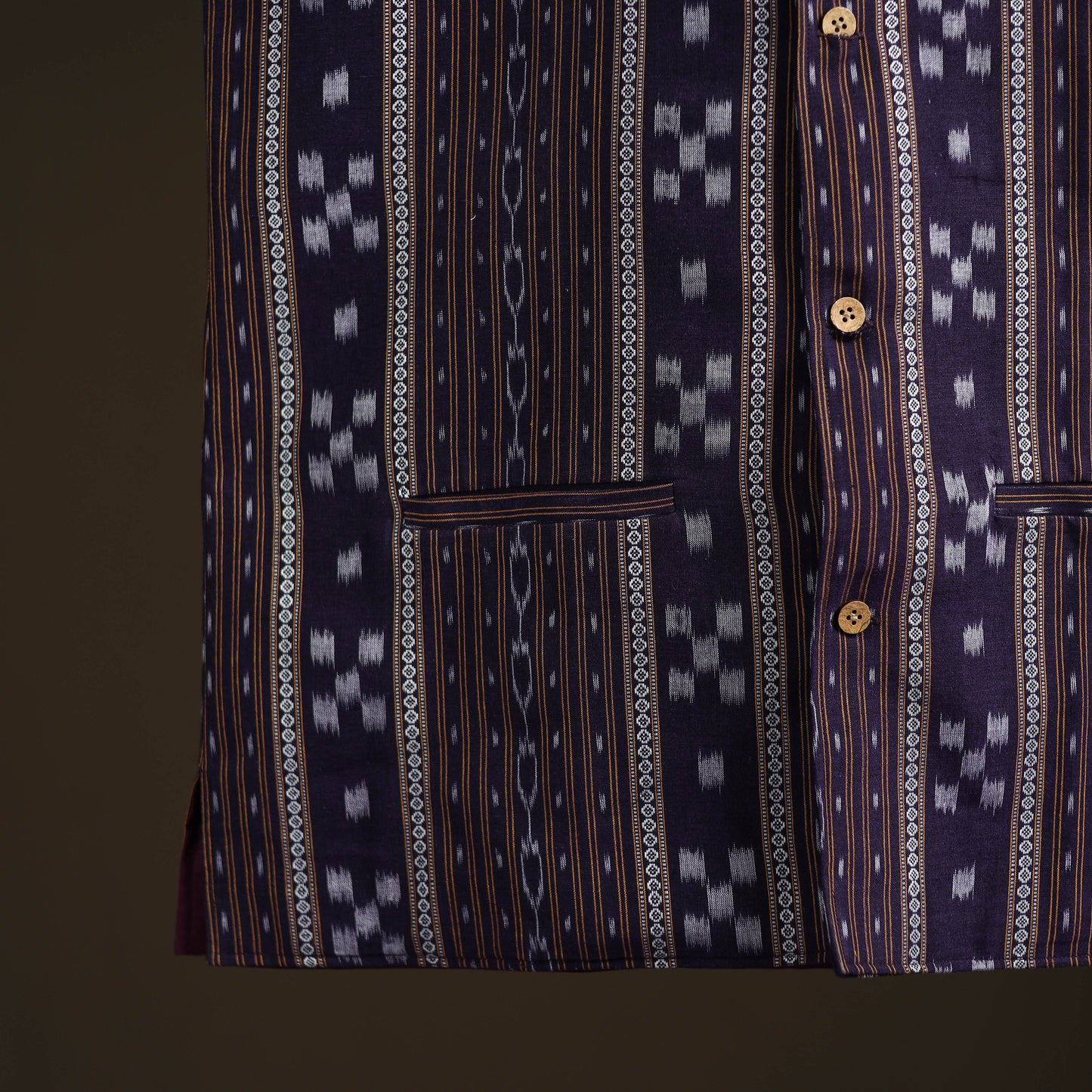 Sambalpuri Ikat Weave Cotton Men Nehru Jacket 07