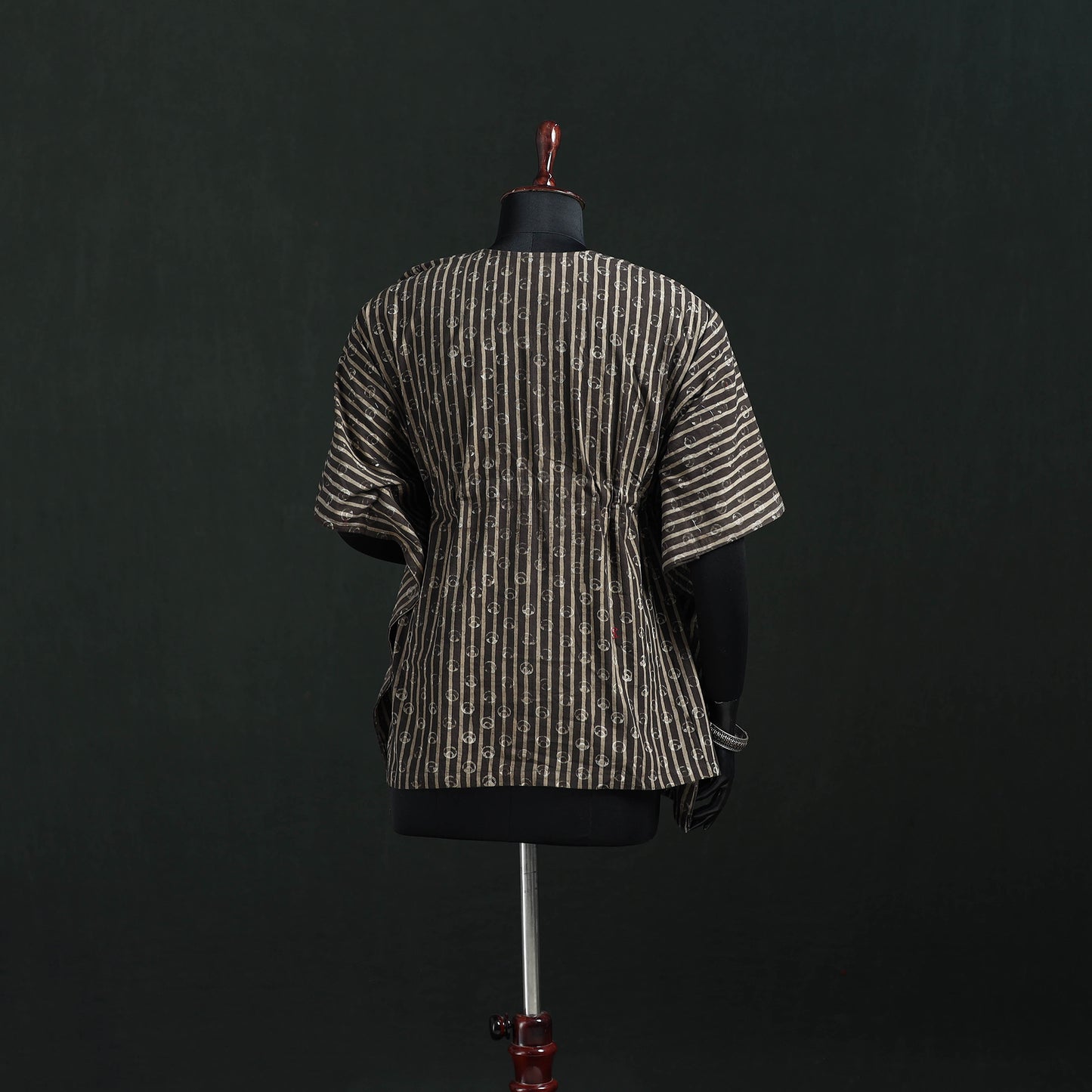 Brown - Akola Hand Block Print Natural Dyed Cotton Kaftan (Short) 42
