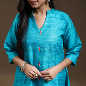 Buy Blue Bhagalpuri Handloom Desi Tussar Silk Kurta Set