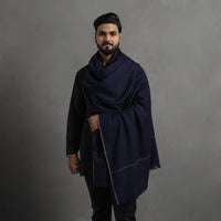 Blue - Kumaun Handwoven Pure Merino Wool Shawl for Men 100