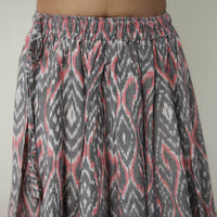 Grey - 24 Kali Cotton Pochampally Ikat Skirt 06