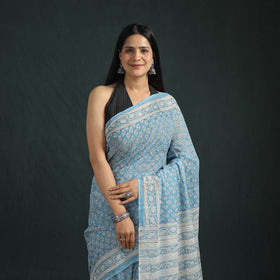 Sanganeri Hand Block Print Pure Mul Cotton Ready To Wear Saree  05