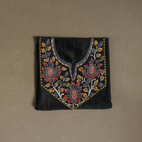 Black - Handpainted Srikalahasti Handloom Chanderi Silk Unstitched Kurta (2.3M) 13