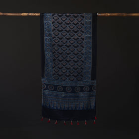 Ajrakh Hand Block Print Natural Dyed Mashru Silk Stole 20