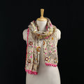 Ranihati Chanderi Silk Hand Embroidered Stole with Pom Pom 291