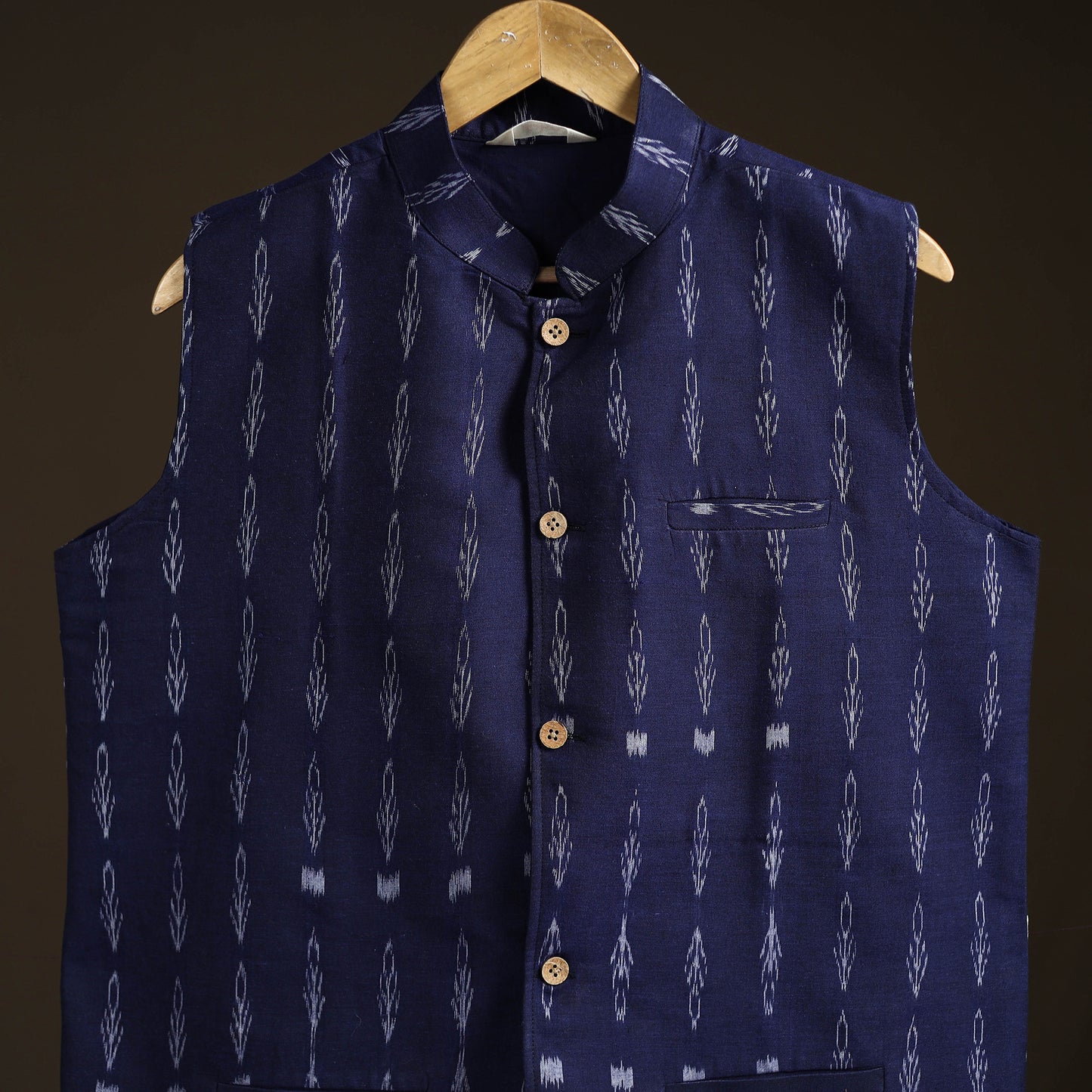Sambalpuri Ikat Weave Cotton Men Nehru Jacket 08