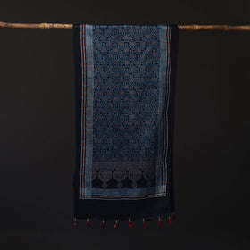 Ajrakh Hand Block Print Natural Dyed Mashru Silk Stole 21