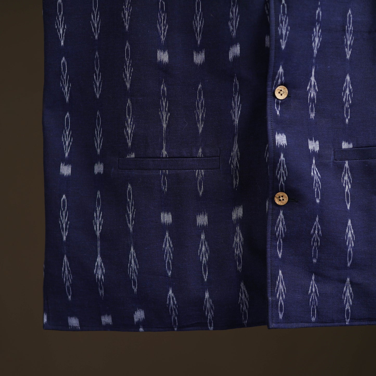 Sambalpuri Ikat Weave Cotton Men Nehru Jacket 08