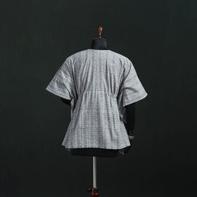 Grey - Gray - Akola Hand Block Print Natural Dyed Cotton Kaftan (Short) 43