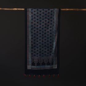 Ajrakh Hand Block Print Natural Dyed Mashru Silk Stole 22