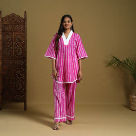  Pink Tie & Dye Cotton Shibori Co-Ord Set Online in India