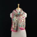 Ranihati Chanderi Silk Hand Embroidered Stole with Pom Pom 293
