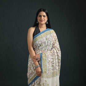 Sanganeri Hand Block Print Pure Mul Cotton Ready To Wear Saree  06