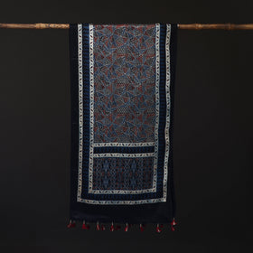 Ajrakh Hand Block Print Natural Dyed Mashru Silk Stole 23