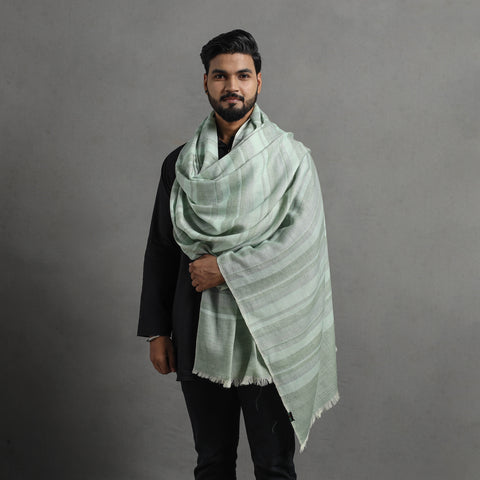 Green - Kumaun Handwoven Merino Wool Shawl for Men 112