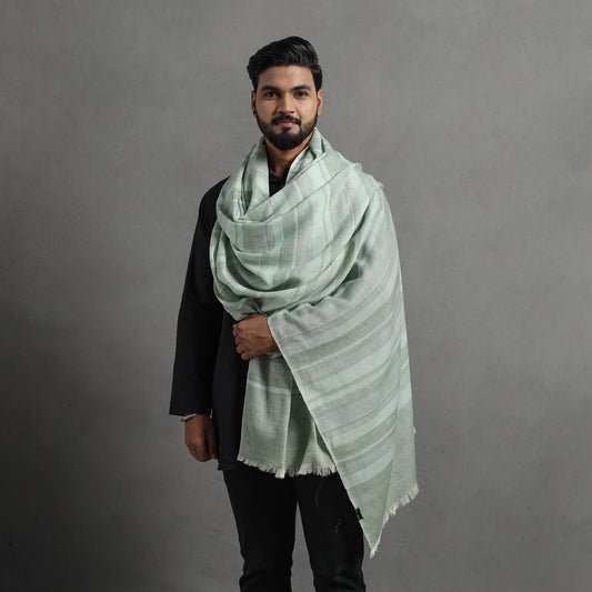 Green - Kumaun Handwoven Pure Merino Wool Shawl for Men 112