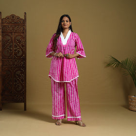  Pink Tie & Dye Cotton Shibori Co-Ord Set Online in India