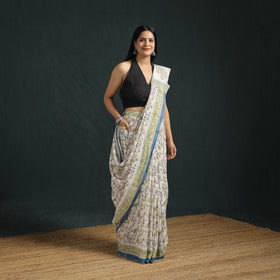 Sanganeri Hand Block Print Pure Mul Cotton Ready To Wear Saree  06