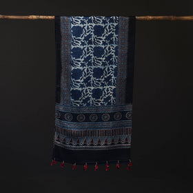Ajrakh Hand Block Print Natural Dyed Mashru Silk Stole 24