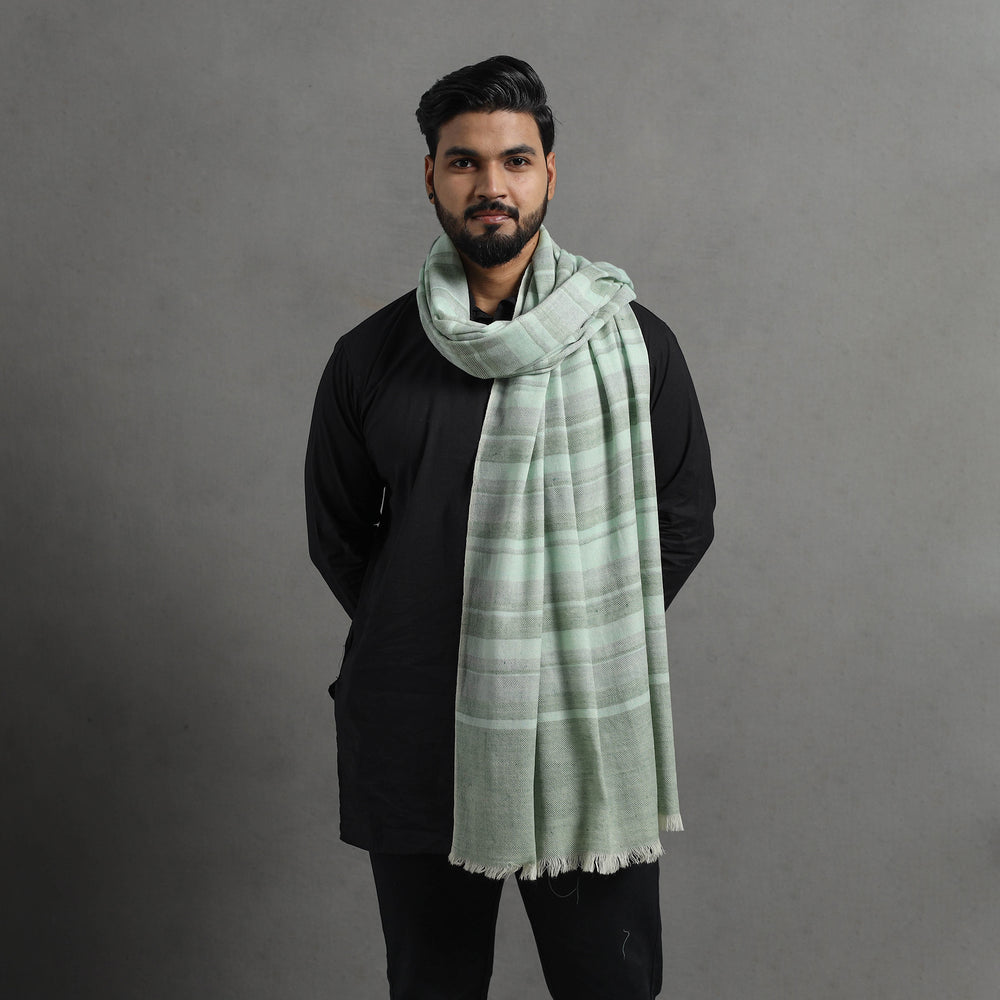 Green - Kumaun Handwoven Pure Merino Wool Shawl for Men 112