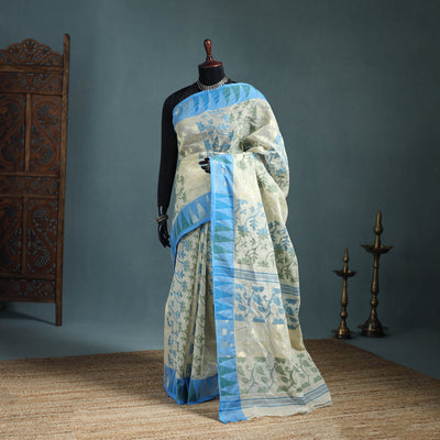 Pure Cotton Handloom Bengal Tant Saree with Zari & Thread Work 07