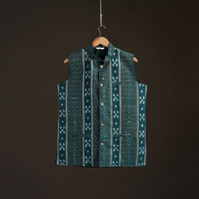Sambalpuri Ikat Weave Cotton Men Nehru Jacket 09