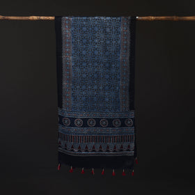 Ajrakh Hand Block Print Natural Dyed Mashru Silk Stole 25
